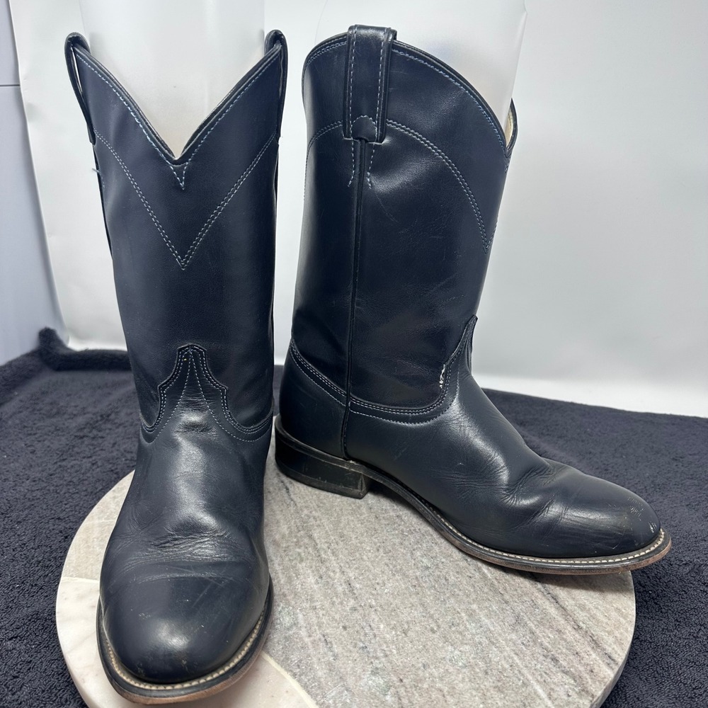 Laredo 6918 Mens Black Leather Western Cowboy Boots Round Toe USA Made Size 10 M
